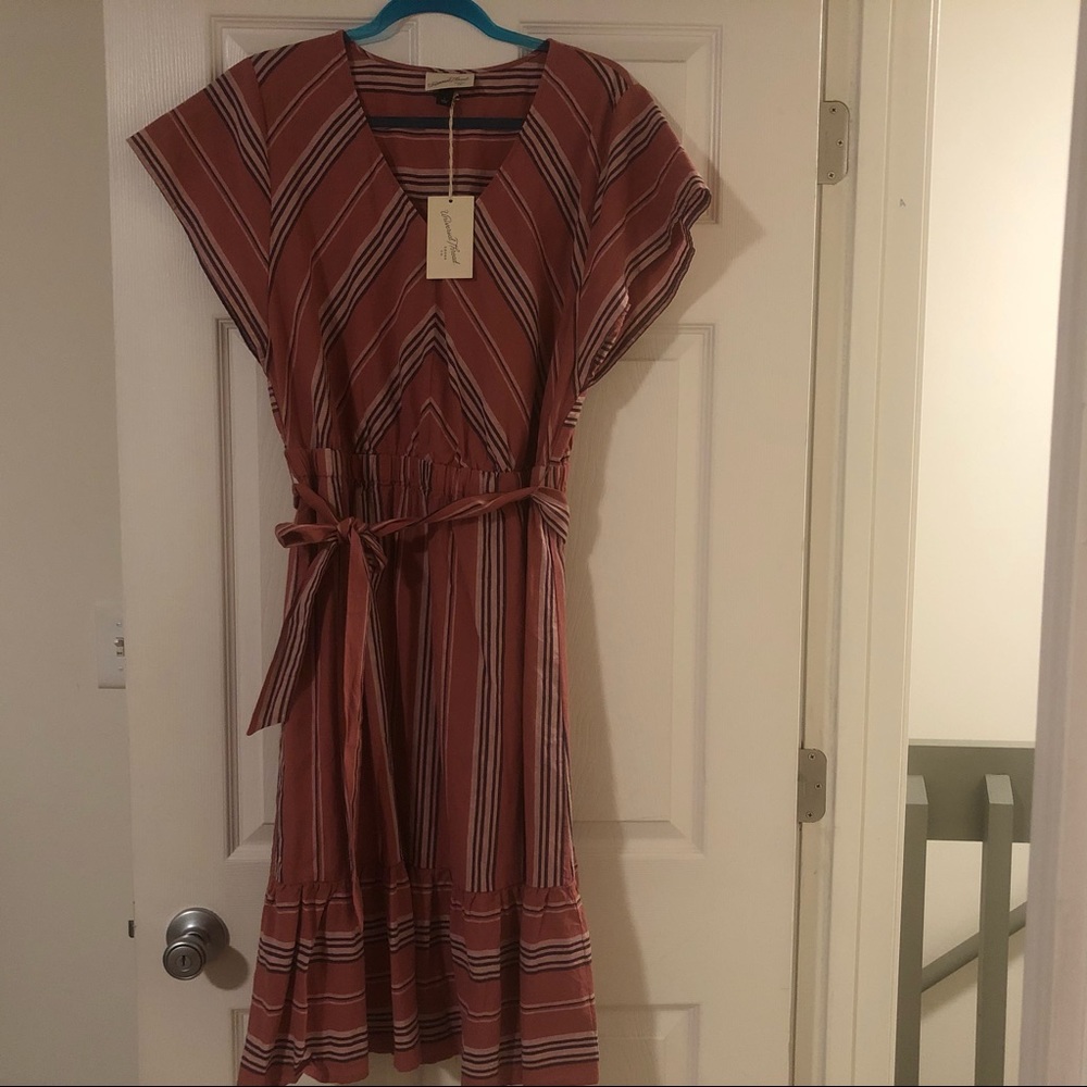 Striped Light Pink Dress w/ Ruffled Bottom